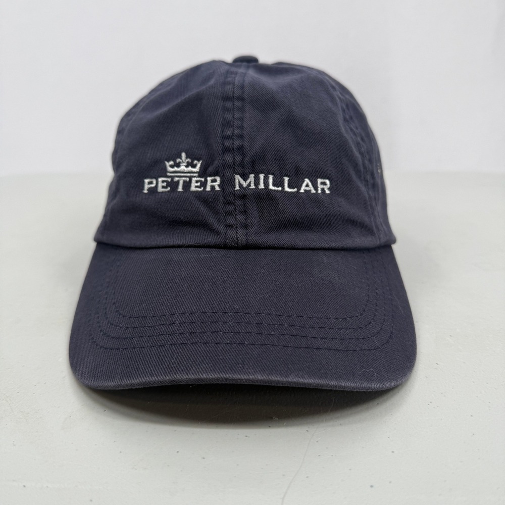 Peter Millar Baseball Hat Mens Blue White  Embroidered Logo Cotton Adjustable